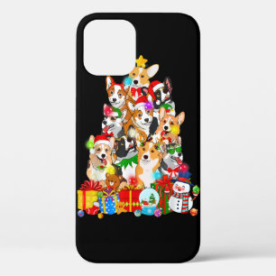 Funny Corgi Christmas Tree Lights Puppy Corgi Dog iPhone 12 Case