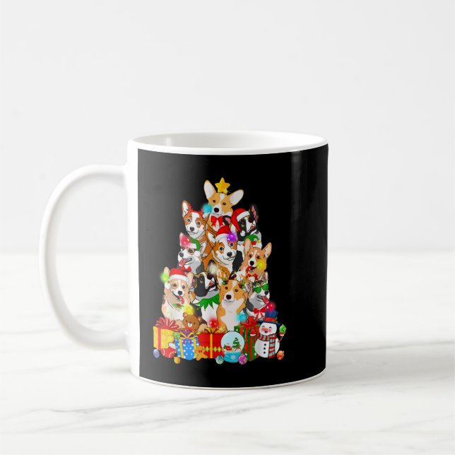 Funny Corgi Christmas Tree Lights Puppy Corgi Dog  Coffee Mug (Left)