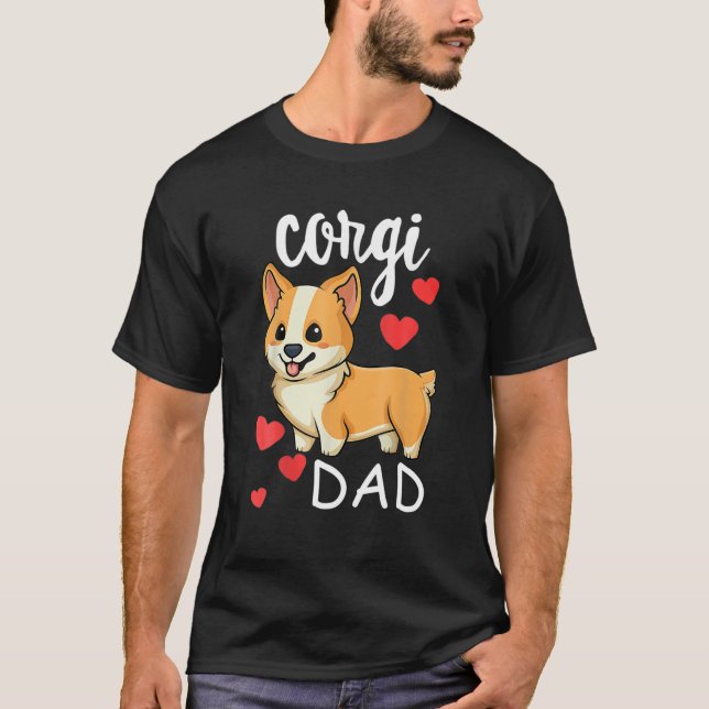 Funny Corgi Dad Fathers Day Dog Pet T-Shirt (Front)