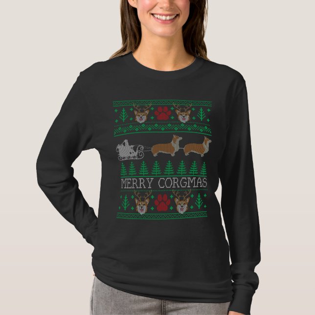 Funny Corgi Dog Lover Corgi Ugly Christmas Sweater (Front)