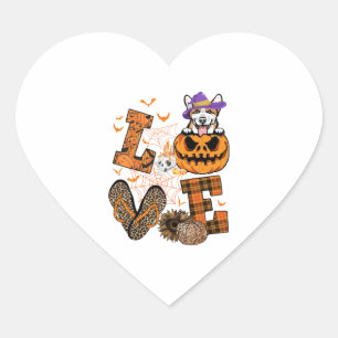 Funny Corgi Dog Lover Gift Love Corgi Halloween Heart Sticker