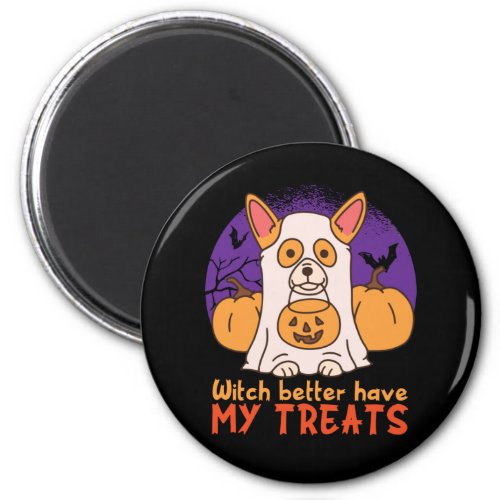 Funny Corgi Dog Lover Halloween Trick or Treat Magnet