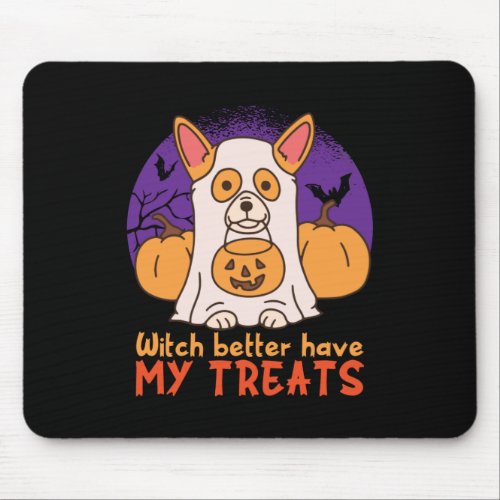 Funny Corgi Dog Lover Halloween Trick or Treat Mouse Pad