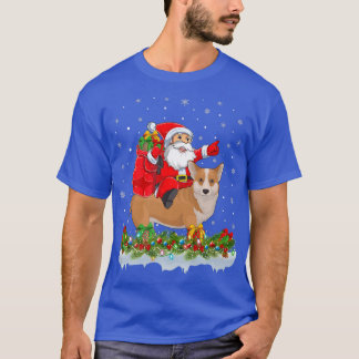 Funny Corgi Dog Lover Santa Riding Corgi Christmas T-Shirt