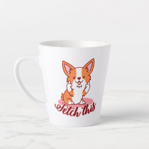 Funny Corgi Dog Middle Finger Fetch This Latte Mug