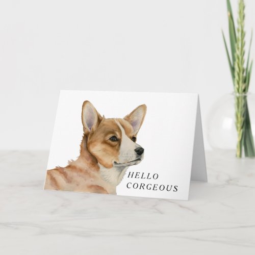 Funny Corgi Dog Pun  Hello Corgeous Card