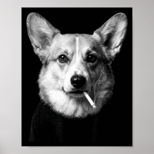 Funny corgi dog smoking meme smoking dog cigarette poster