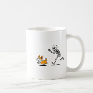 Funny Corgi Dog Steals Skeleton Bone Halloween  Coffee Mug