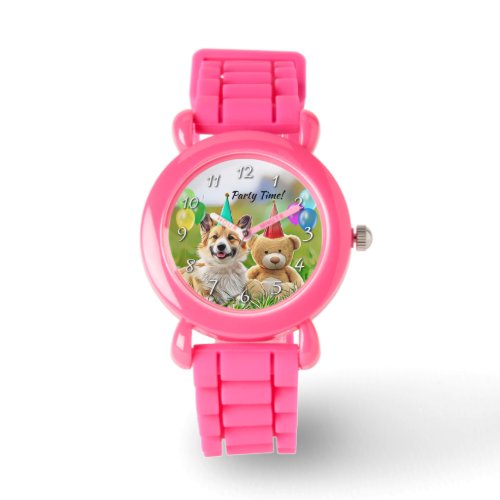 Funny Corgi Dog Teddy Birthday Party Watch