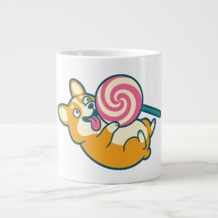 Funny Corgi Dog with Giant Lollipop Coffee Mug