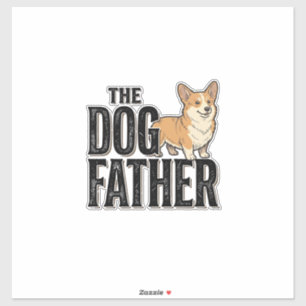 Funny Corgi Dogfather Vintage Engraving T-Shirt De Sticker