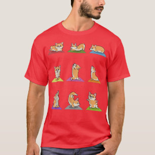 Funny Corgi Dogs Yoga Asana Poses Meditation Lover T-Shirt