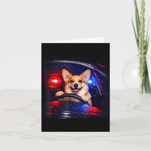 Funny corgi driving meme dog driving a car card