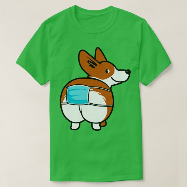 Funny Corgi Face Mask T-Shirt (Design Front)