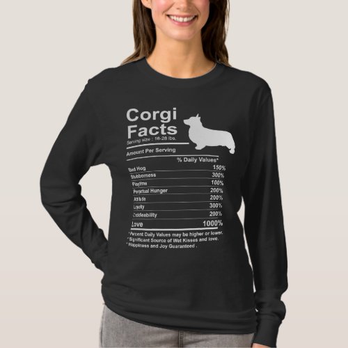 Funny Corgi Facts nutrition Gift Cardigan Pembroke T_Shirt