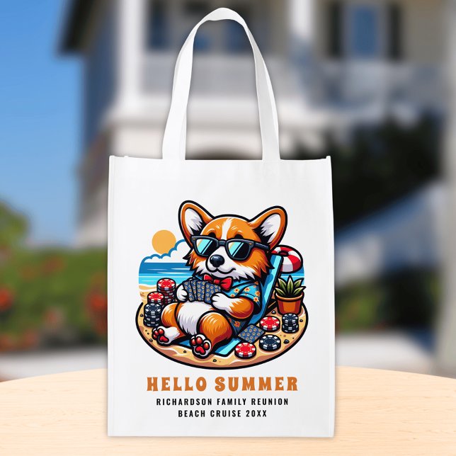Funny Corgi Family Reunion Summer Vacation Grocery Bag (Creator Uploaded)