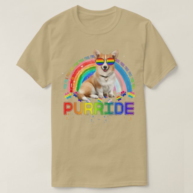 Funny Corgi Gay Priderainbow Sunglasses Lgbtq707 T-Shirt (Design Front)