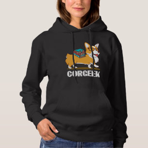 Funny Corgi Geek Corgeek Book Design Print 49 Hoodie