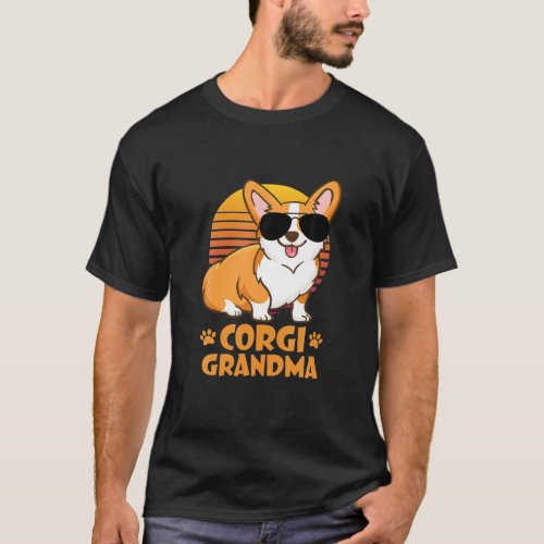 Funny Corgi Grandma Vintage Retro Dog Lover T_Shirt