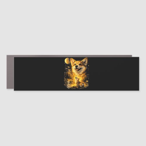 Funny Corgi Howling at The Moon Car Magnet
