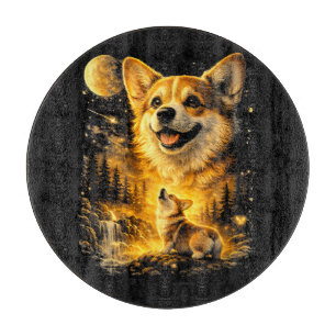 funny corgi howling at the moon cutting board