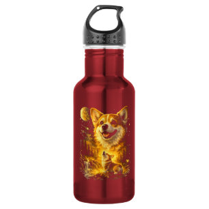 Funny Corgi Howling at The Moon Stainless Steel Water Bottle