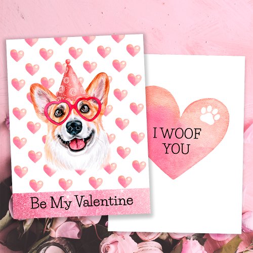 Funny Corgi I Woof You Dog Valentines Day Holiday Card