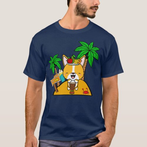 Funny corgi is on a deserted island T_Shirt