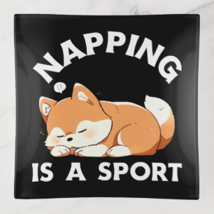 Funny Corgi Napping Is a Sport Dog Lover Trinket Tray