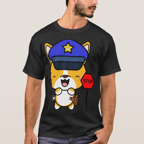 Funny Corgi Policeman T_Shirt