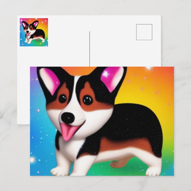 Funny Corgi Puppy Dog   Postcard (Front/Back)