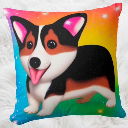 Funny Corgi Puppy Dog Throw Pillow