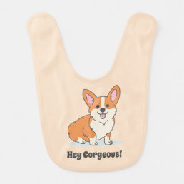 Funny Corgi Puppy - Hey Corgeous Baby Bib
