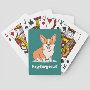 Funny Corgi Puppy - Hey Corgeous Poker Cards