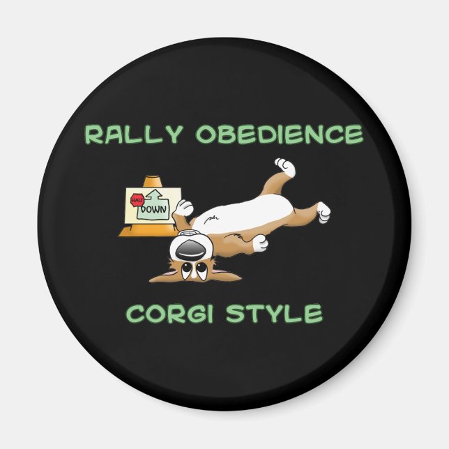 Funny Corgi Rally-o Cartoon Magnet (Front)