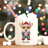 Funny Corgi Reindeer Christmas Mug