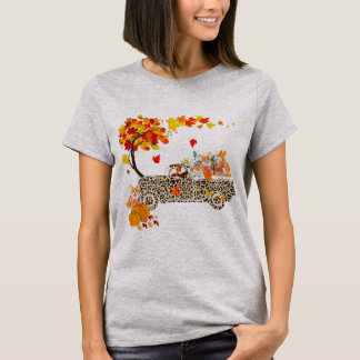 Funny Corgi Riding Leopard Plaid Truck T-Shirt