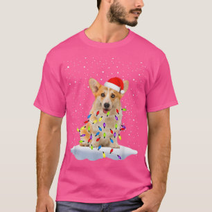 Funny Corgi Santa Christmas Lights Gift Dog Lover T-Shirt