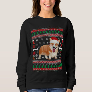 Funny Corgi Santa Hat Ugly Christmas Sweater Corgi