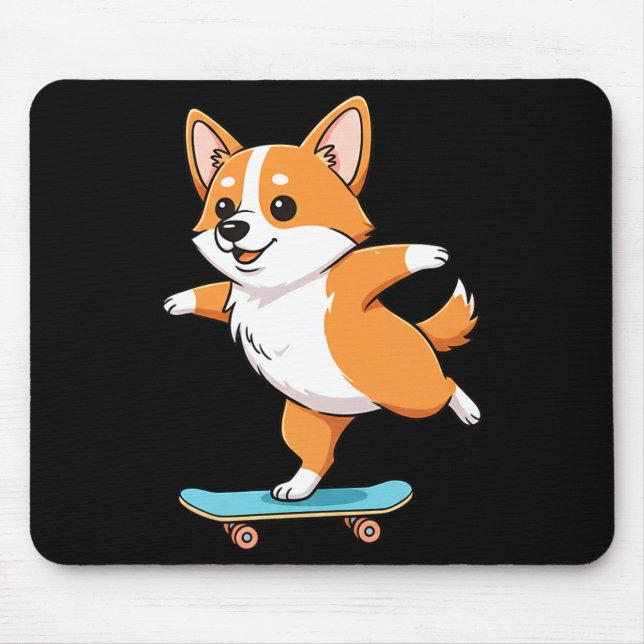Funny Corgi Skater Skateboard Ballerina Mom Dad Ki Mouse Pad (Front)