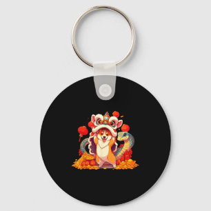 Funny Corgi Snake Chinese New Year 2025 Womens Men Keychain