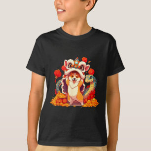 Funny Corgi Snake Chinese New Year 2025 Womens Men T-Shirt