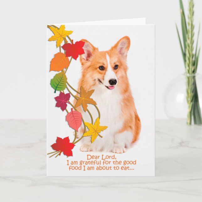 Funny Corgi Thanksgiving Card (Front)