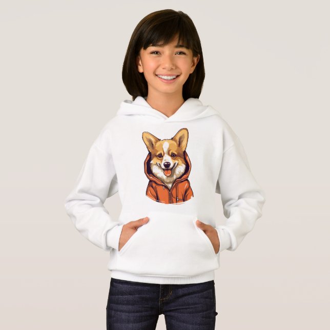 Funny Corgi Wearing Hoodie (Front Full)