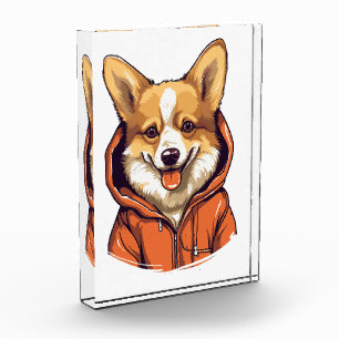 Funny Corgi Wearing Hoodie Acrylic Award