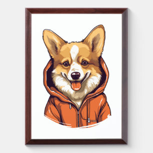 Funny Corgi Wearing Hoodie Award Plaque