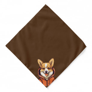 Funny Corgi Wearing Hoodie Bandana