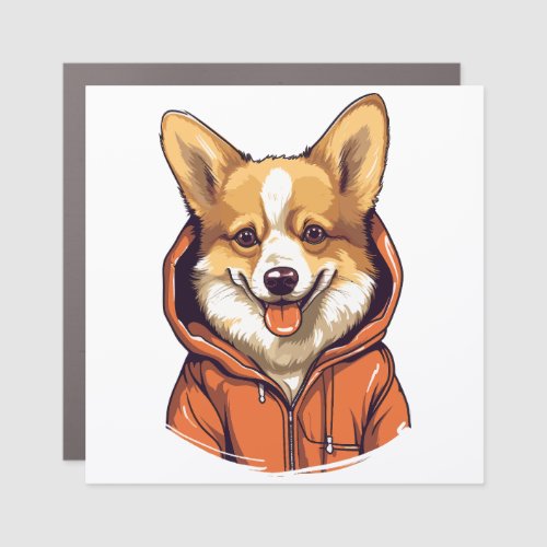 Funny Corgi Wearing Hoodie Car Magnet