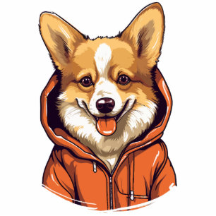 Funny Corgi Wearing Hoodie Cutout