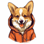 Funny Corgi Wearing Hoodie Cutout<br><div class="desc">Add a dose of joy and whimsy to your day with our delightful Funny Corgi Dog Wearing an Orange Hoodie design! This charming illustration features an adorable Corgi pup sporting a bright orange hoodie, complete with a playful smile that's bound to bring a smile to your face. With its cartoon-style...</div>